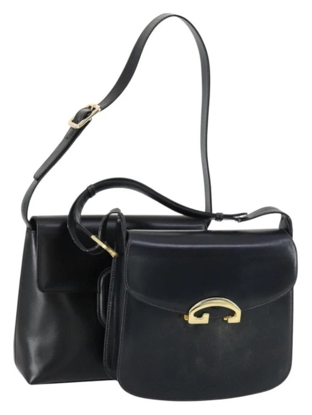 GUCCI Shoulder Bag Leather 2 Set Black